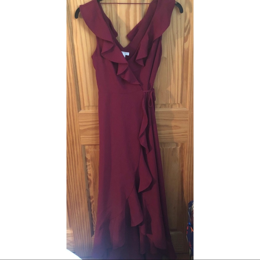 Maroon Ruffled Dress - Picture 2 of 8